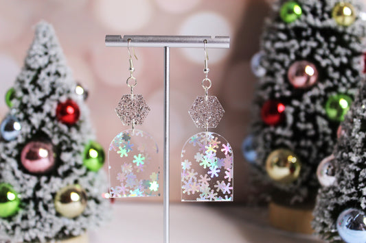 Holographic Snowflake Dangle Earrings