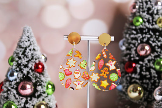 Custom Christmas Cookie Teardrop Earrings