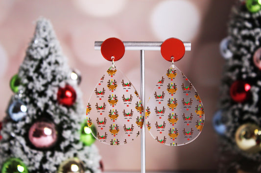 Custom Reindeer Teardrop Earrings