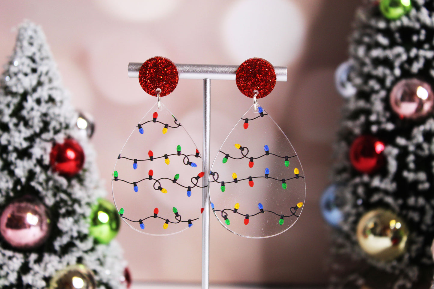Custom Christmas Lights Teardrop Earrings