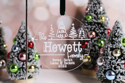 Personalized Christmas Tree Doodle Family Ornament