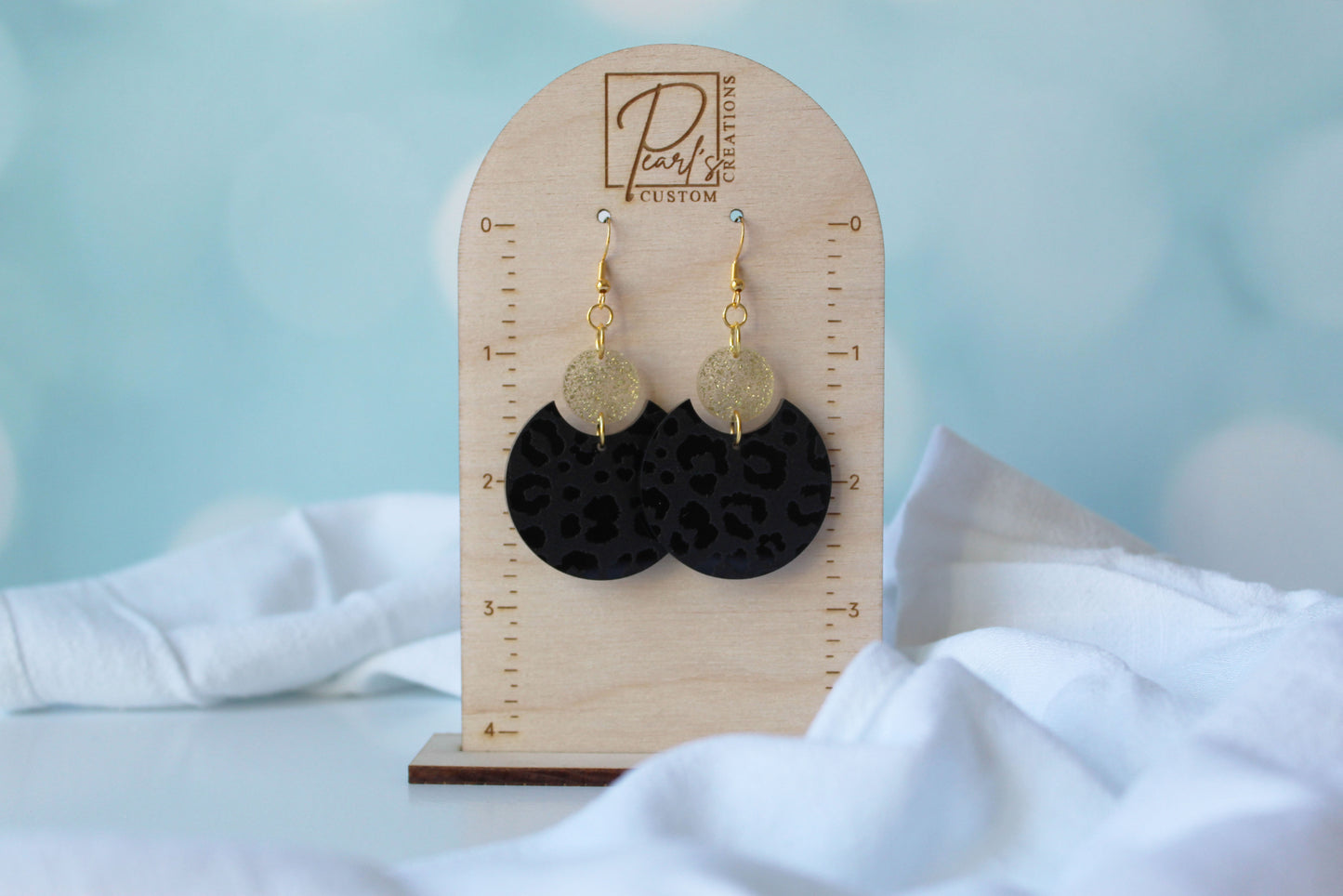 Black & Gold Leopard Dangle Earrings