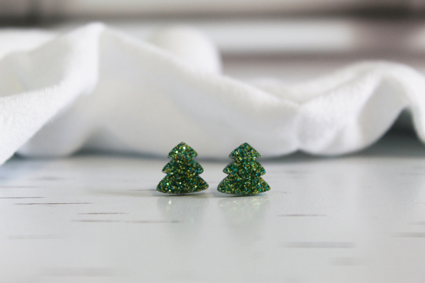 Glitter Christmas Tree Stud Earrings