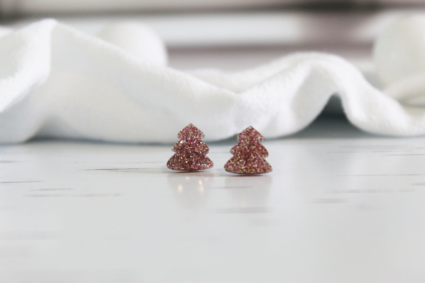 Glitter Christmas Tree Stud Earrings