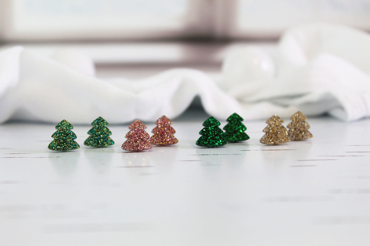 Glitter Christmas Tree Stud Earrings