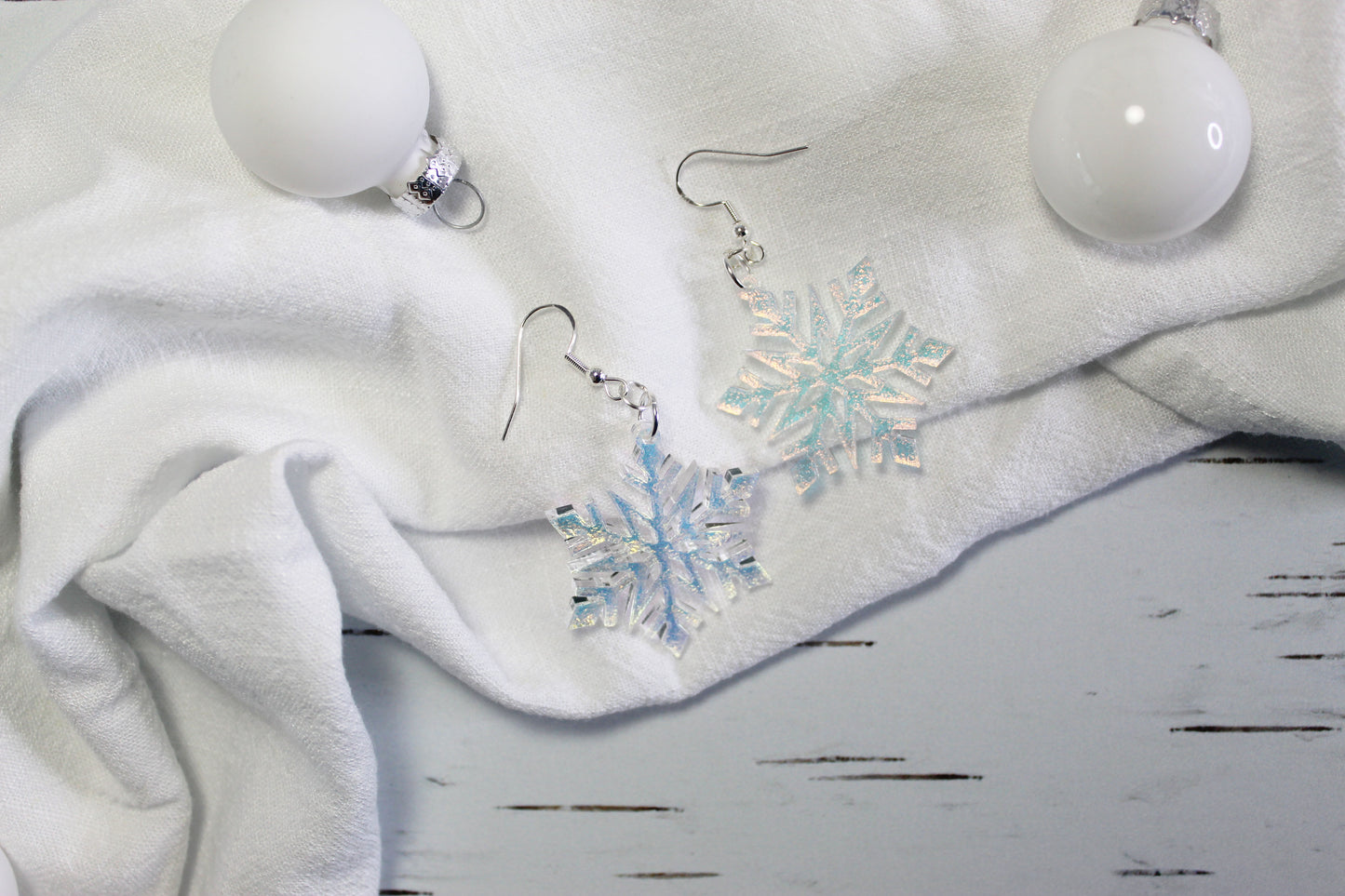 Holographic Snowflake Dangle Earrings