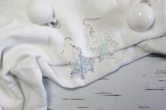 Holographic Snowflake Dangle Earrings