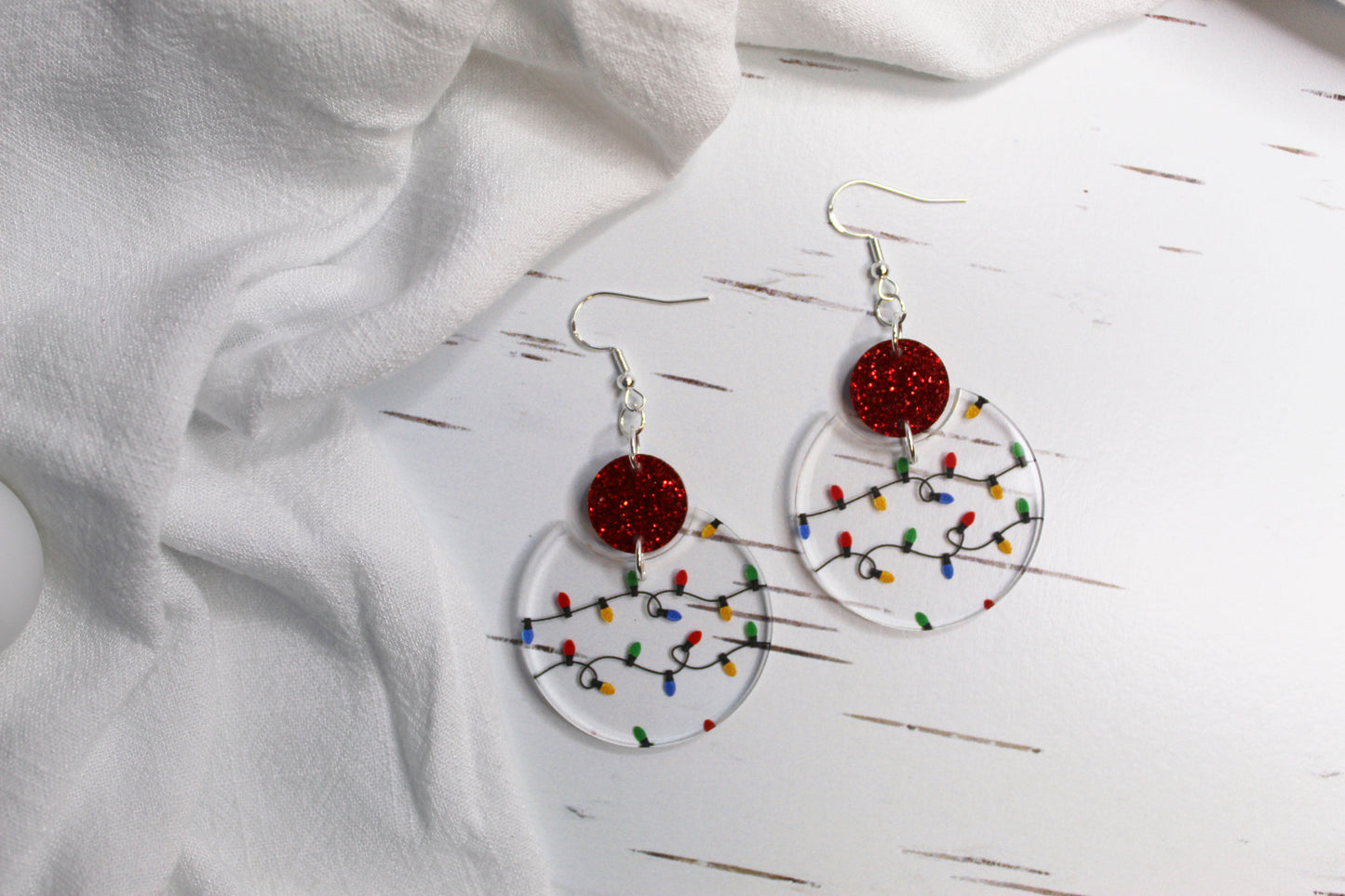 Christmas Light Crescent Dangle Earrings