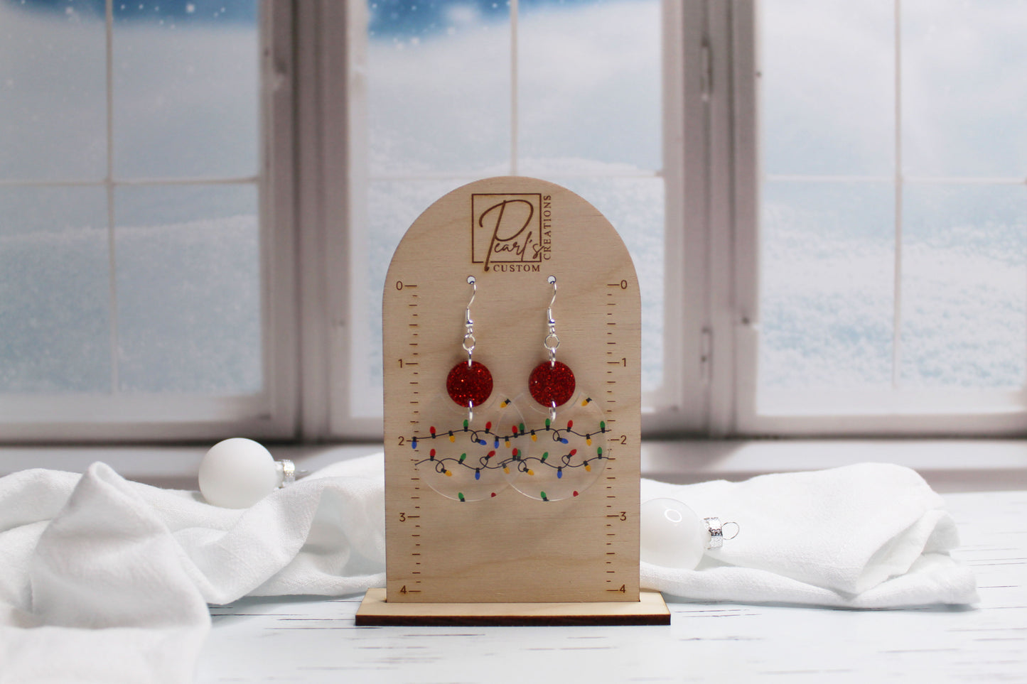 Christmas Light Crescent Dangle Earrings