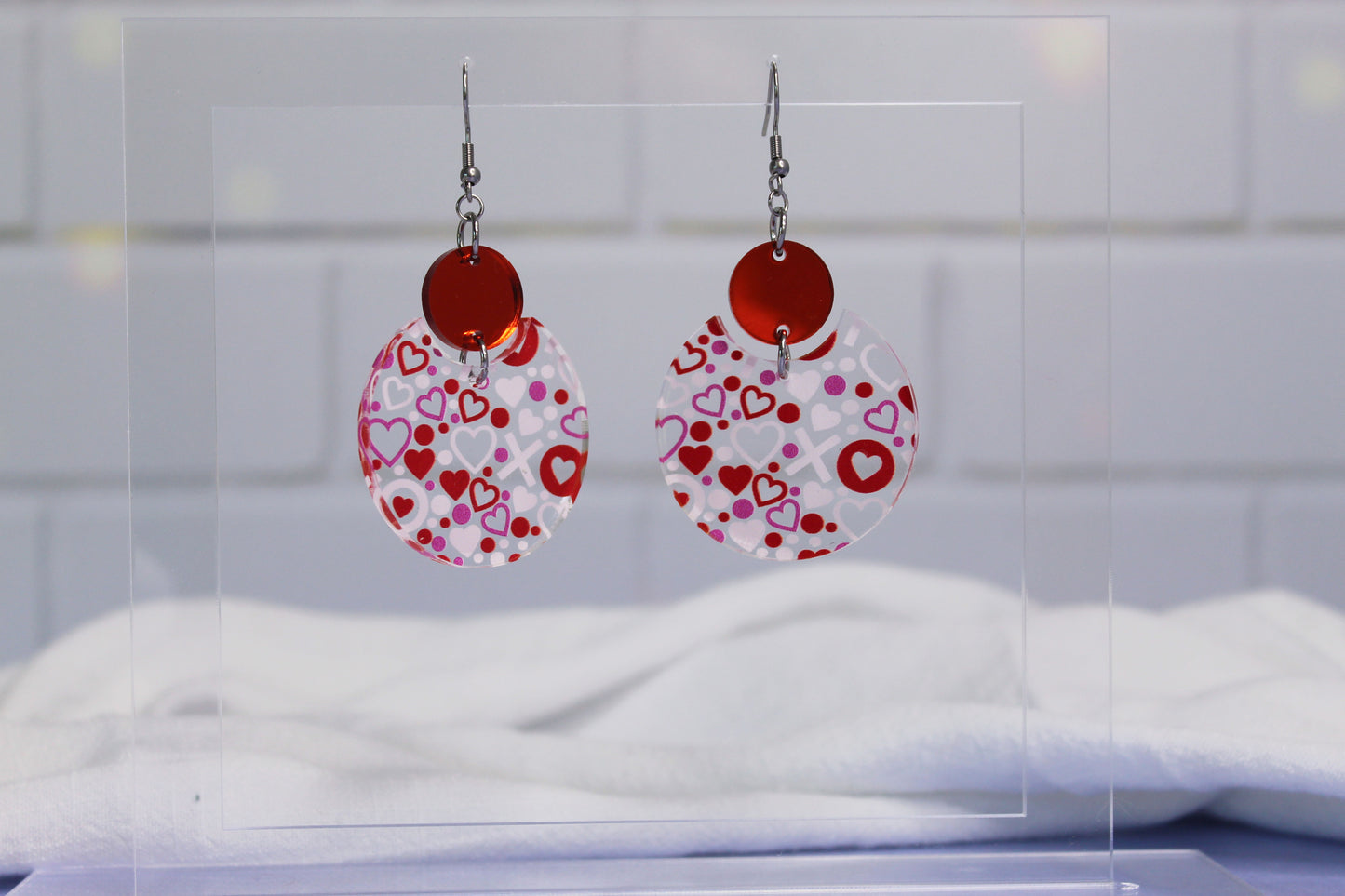 Xs, Os and Heart Dangle Earrings