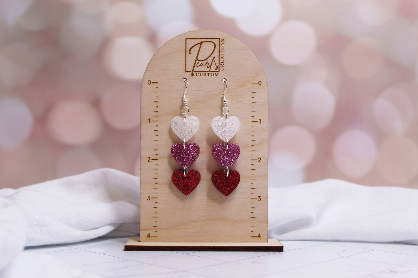 Glitter Heart Dangle Earrings