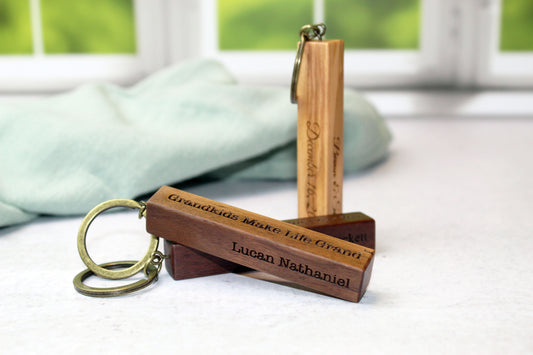 Personalized Wood Bar Keychain