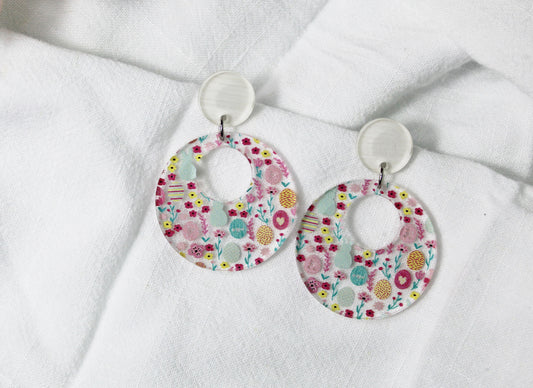 Customizable Easter Dangle Circle Earrings