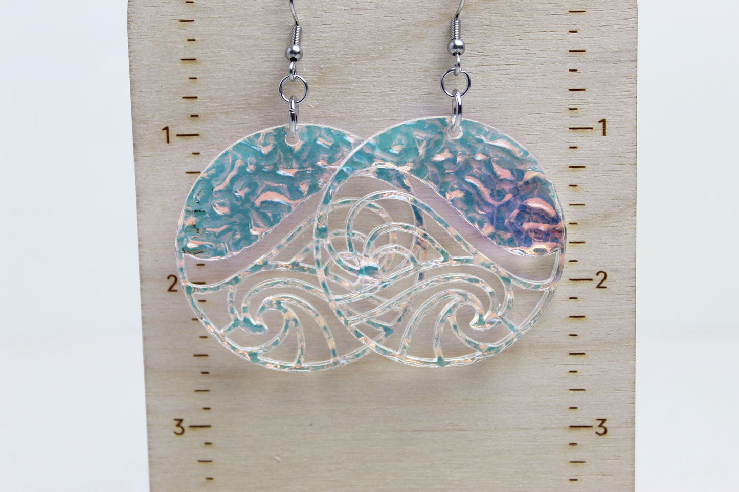 Iridescent Beach Wave Dangle Earrings