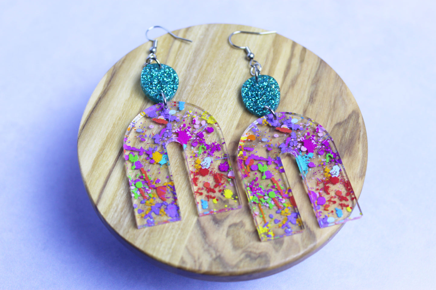 Paint Splatter Arch Dangle Earrings