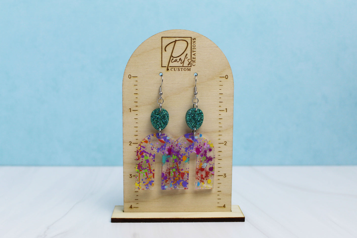 Paint Splatter Arch Dangle Earrings