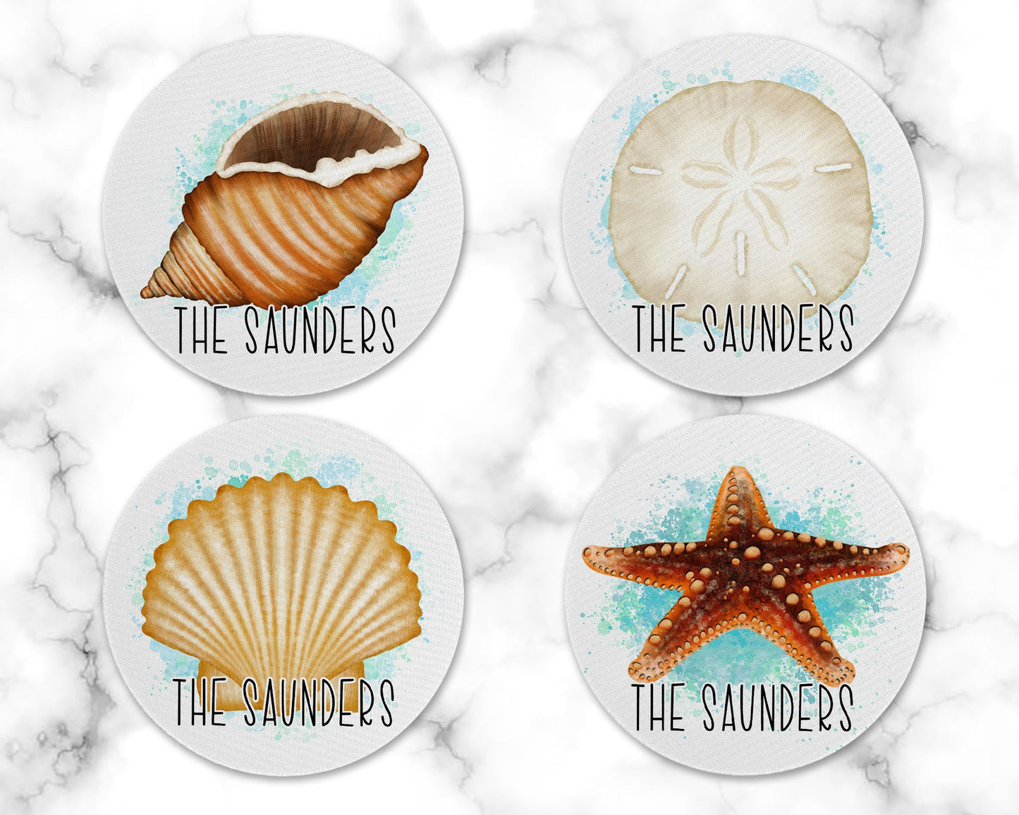 Set of 4 Personalized Coastal Drink Coaster