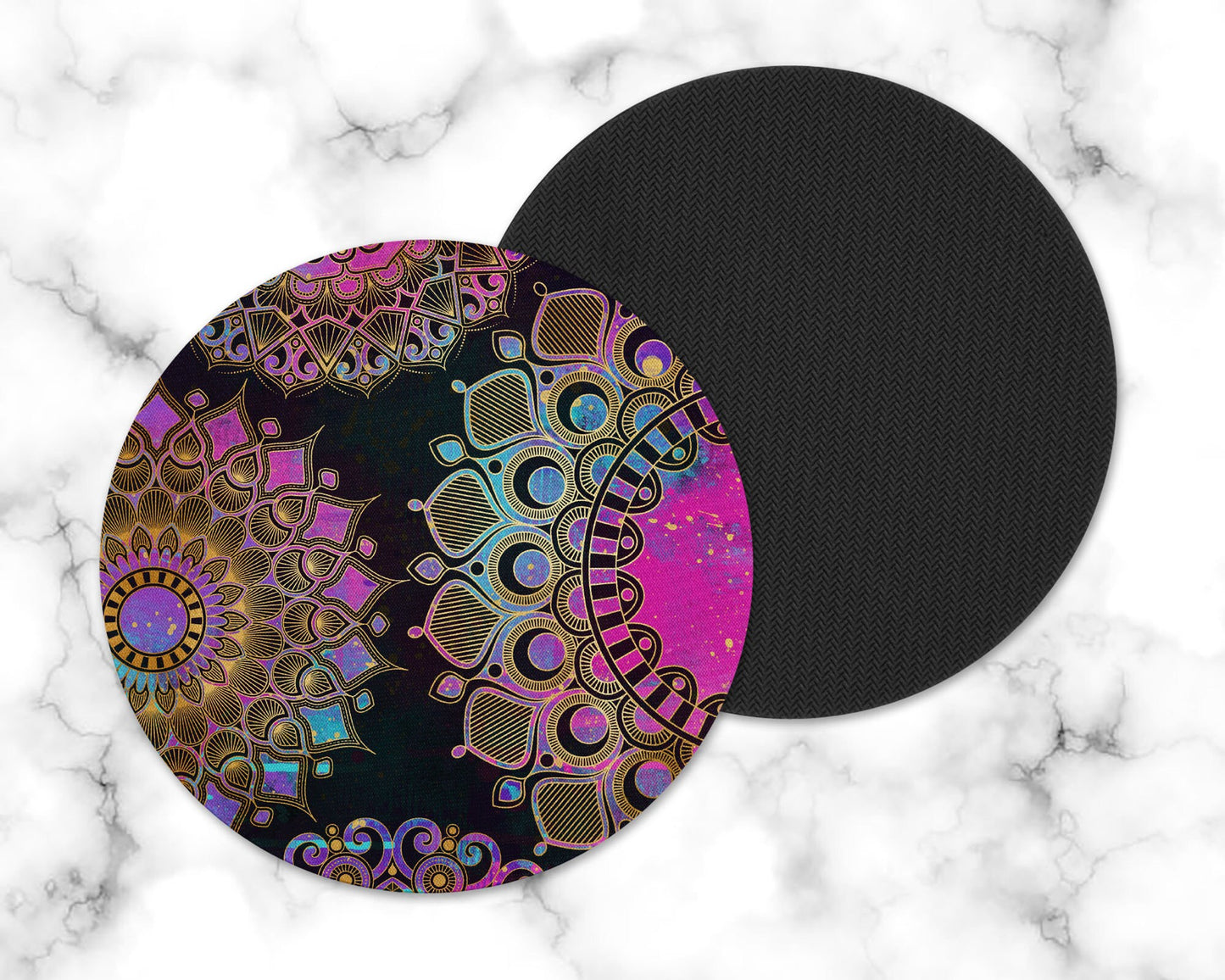 Set of 4 Dark Mandala Drink Coasters