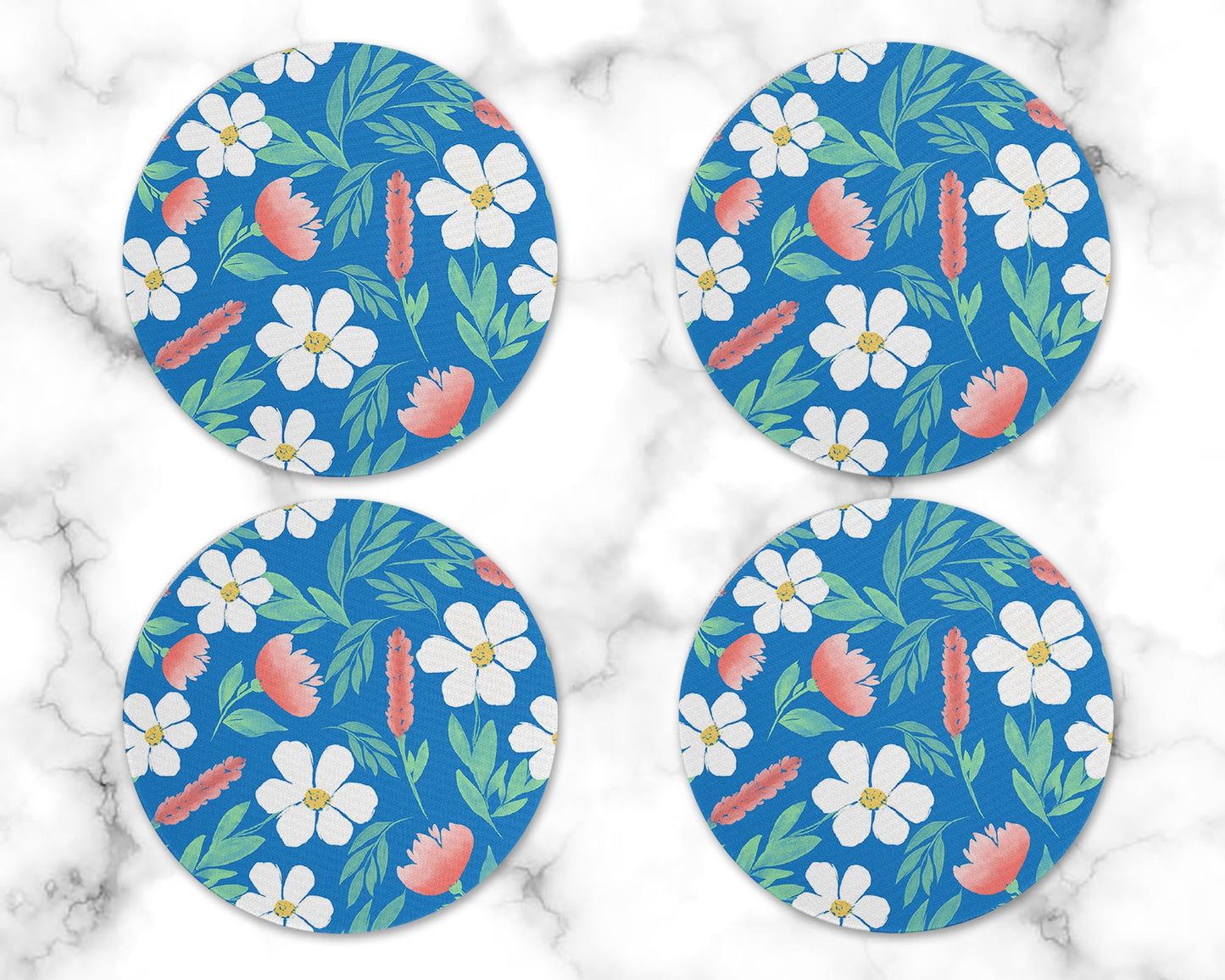 Blue Floral Drink Coasters