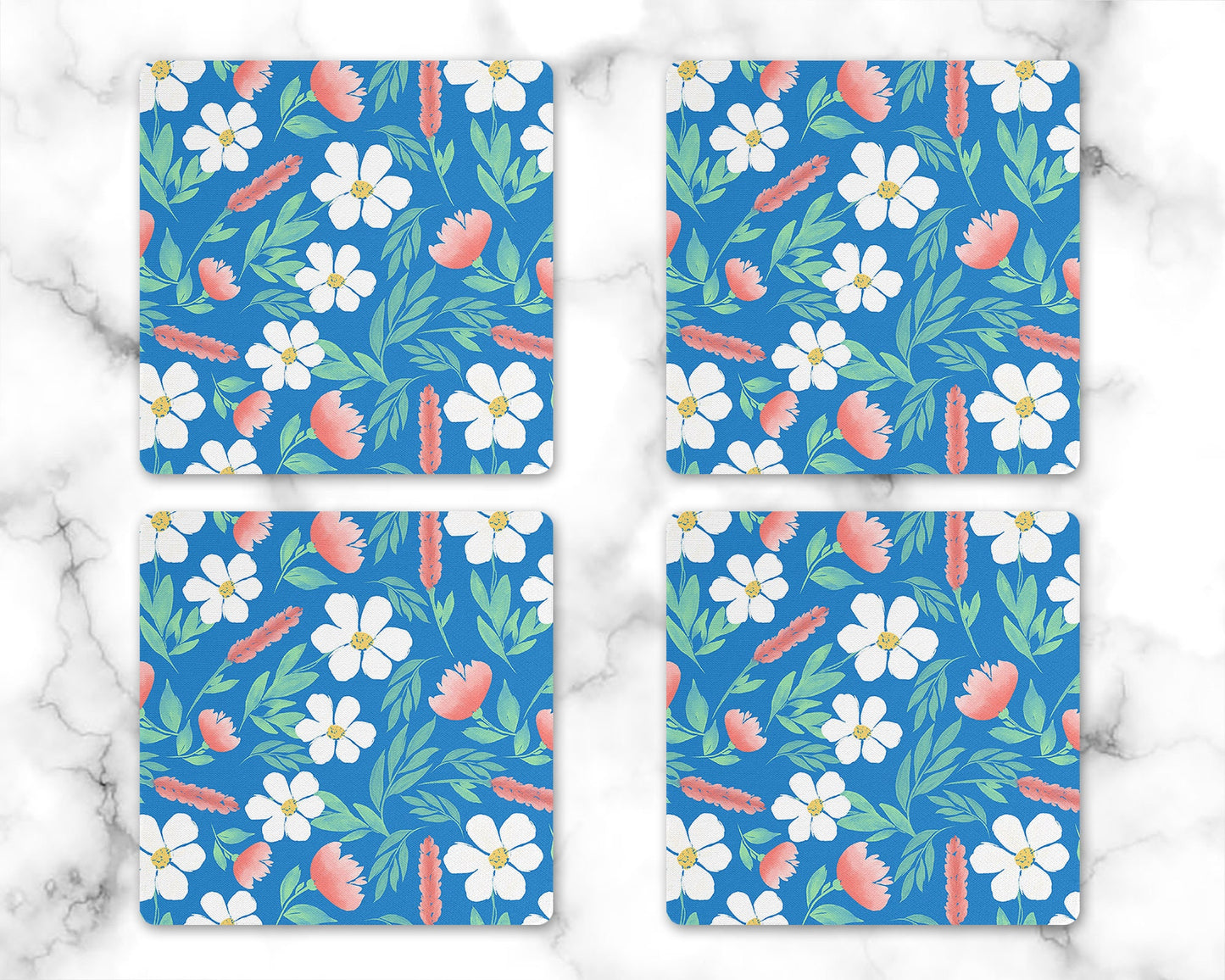 Blue Floral Drink Coasters