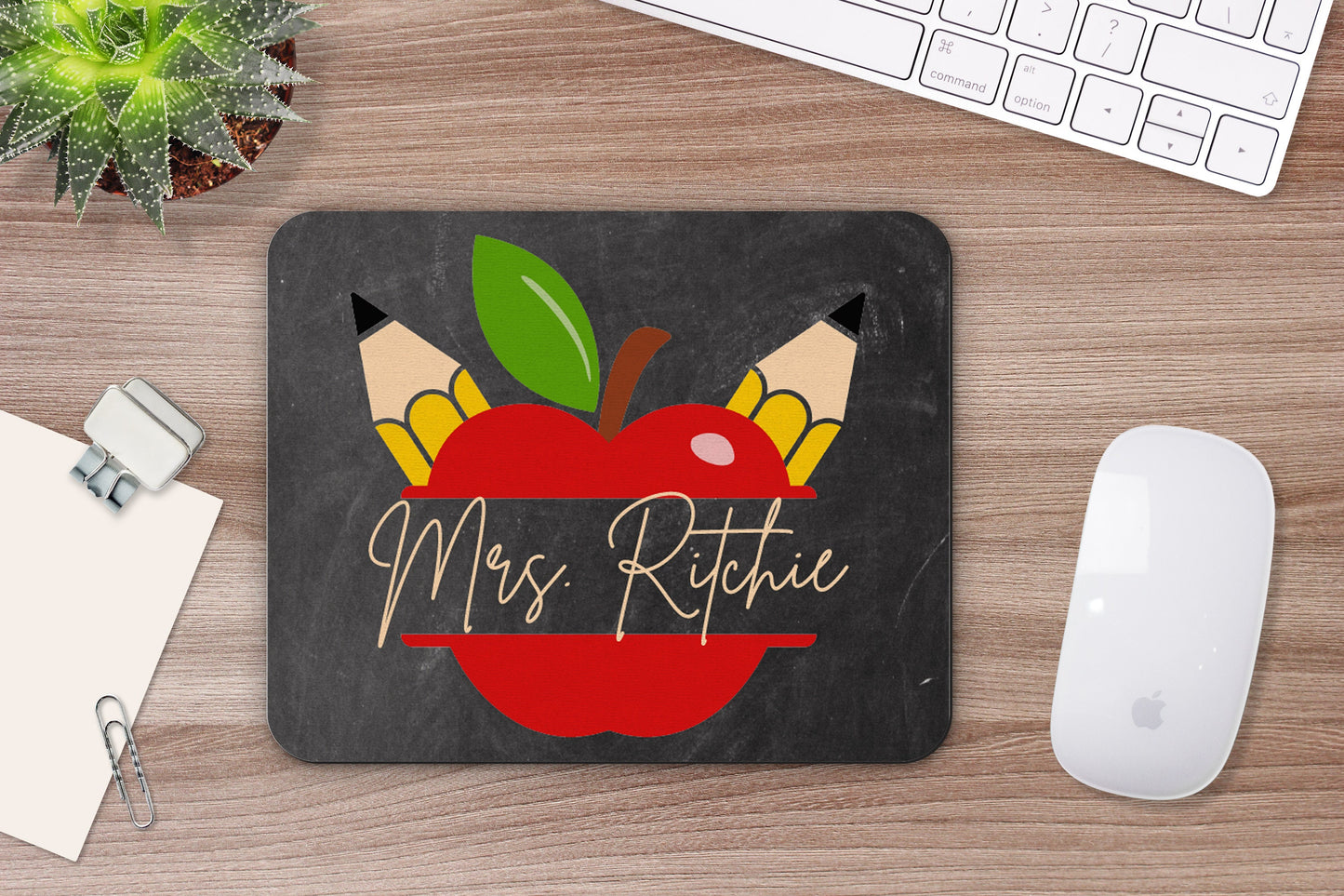 Personalized Apple Teacher Mouse Pad & Desk Set