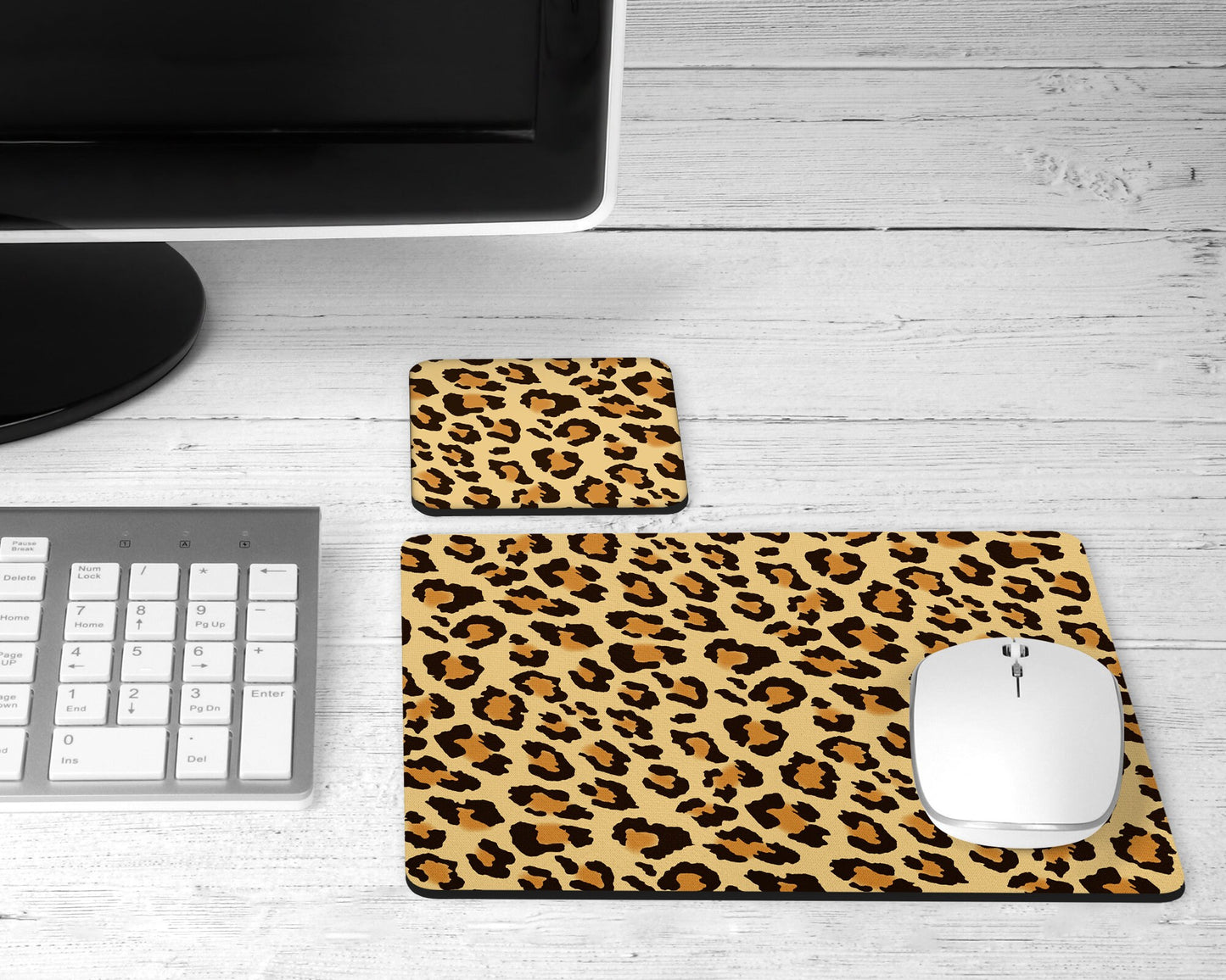 Lepoard Print Mouse Pad and Desk Set