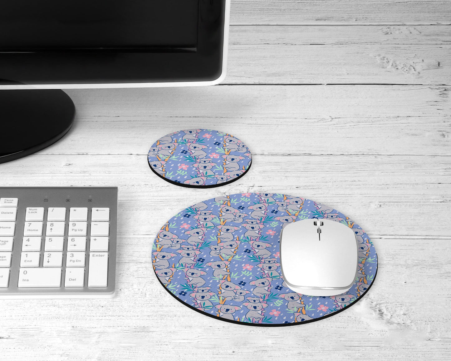 Purple Koala Mouse Pad & Desk Set