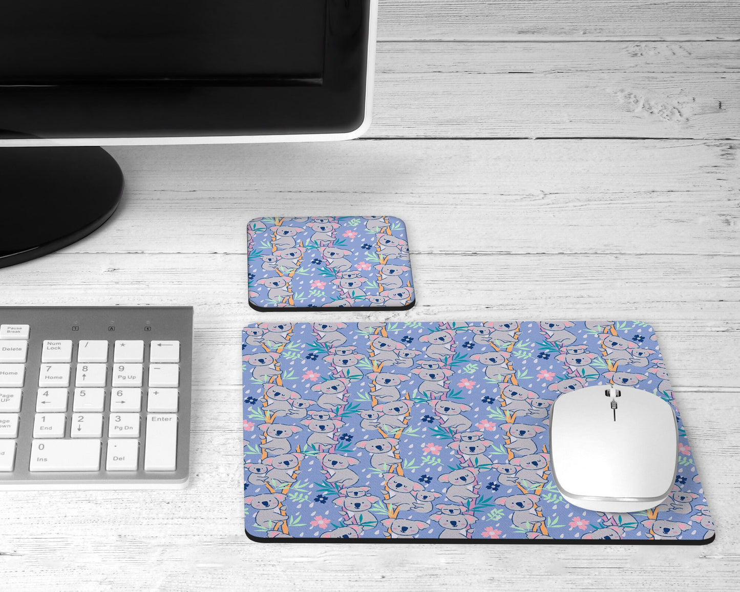 Purple Koala Mouse Pad & Desk Set