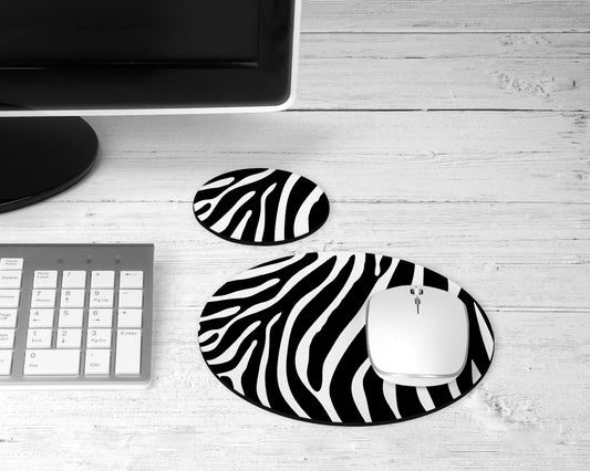 Zebra Print Mouse Pad and Desk Set