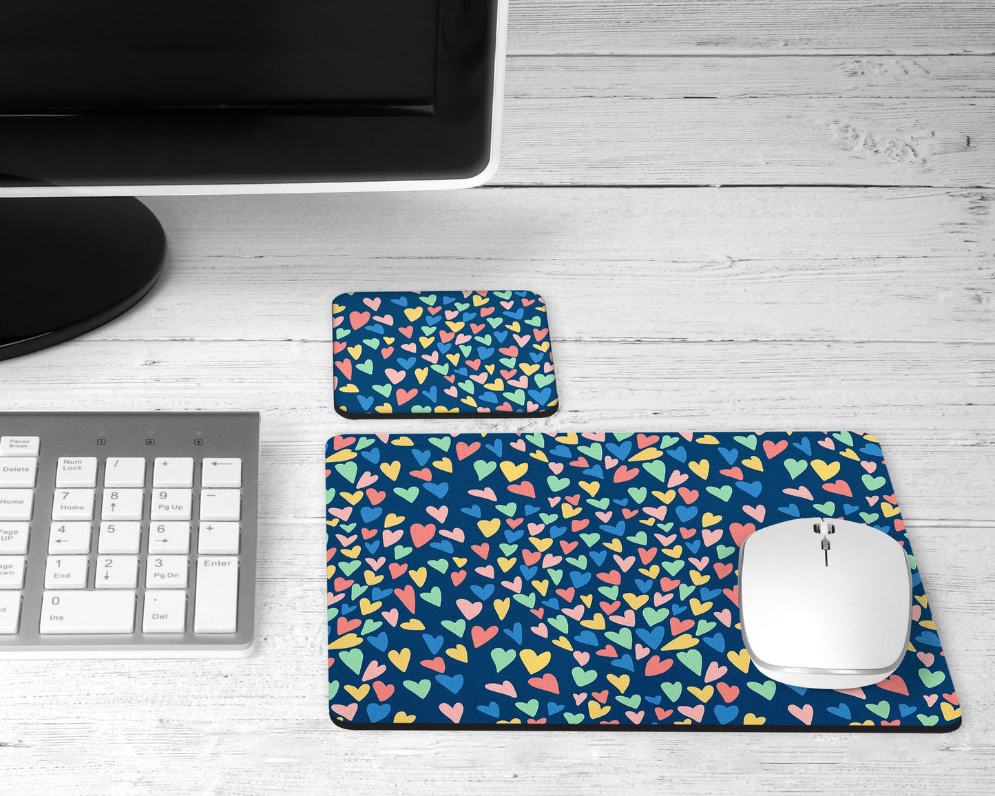 Multi Heart Mouse Pad & Desk Set