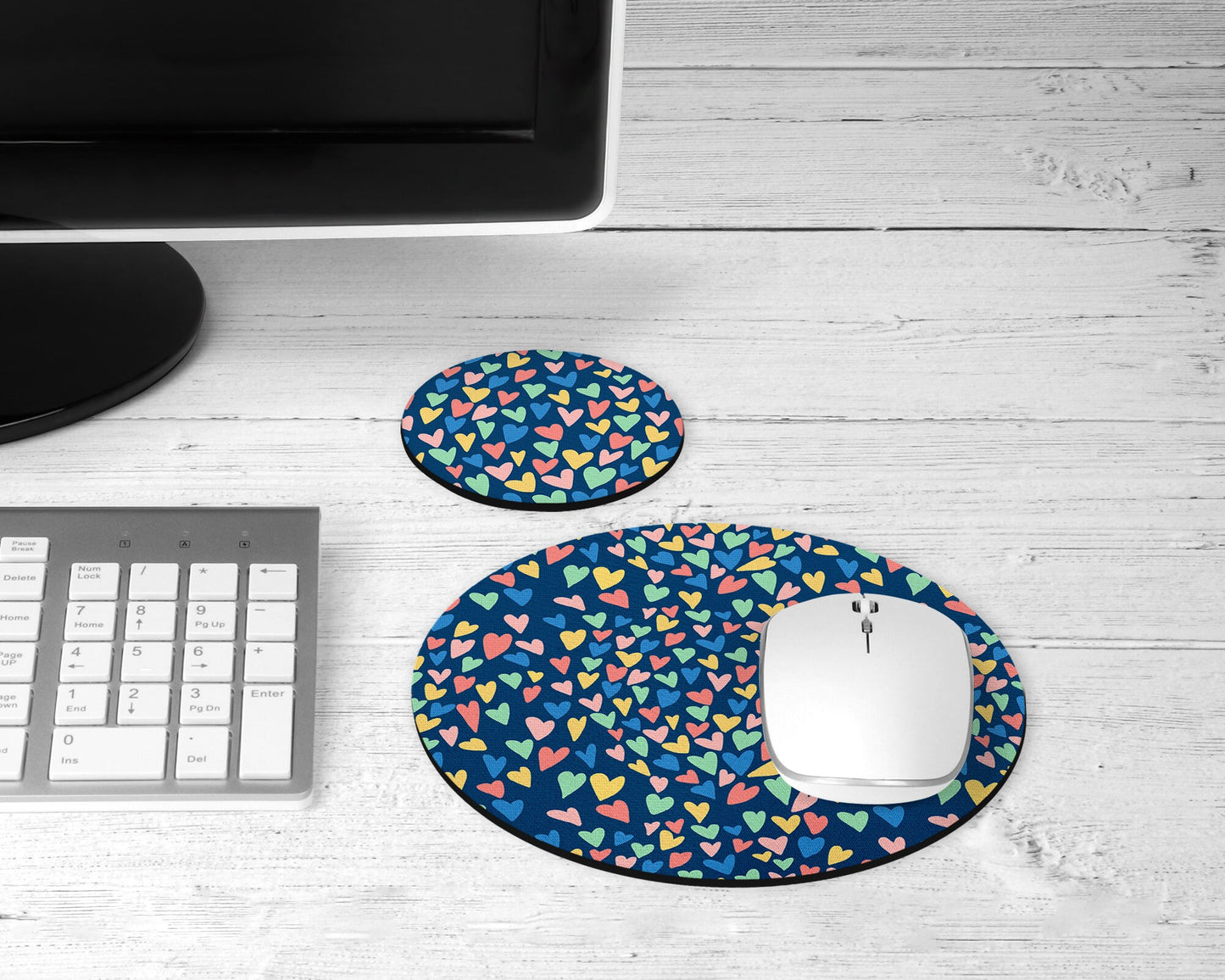 Multi Heart Mouse Pad & Desk Set
