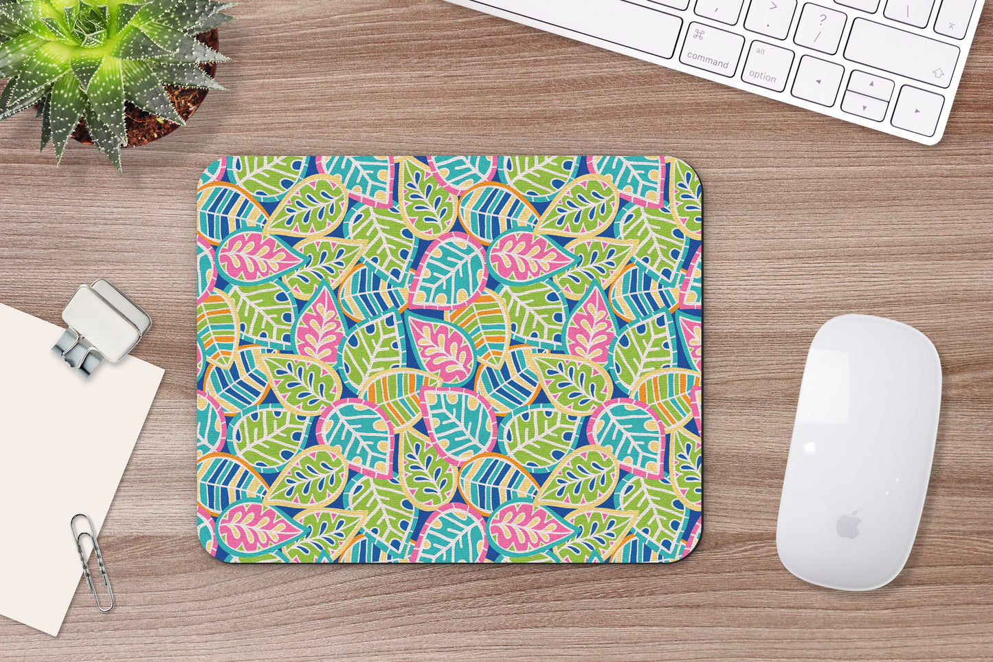 Navy Leaf Mouse Pad & Desk Set