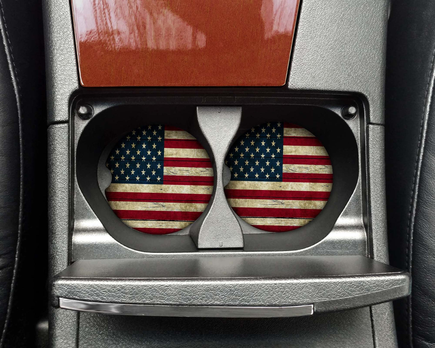 Rustic American Flag Car Coasters