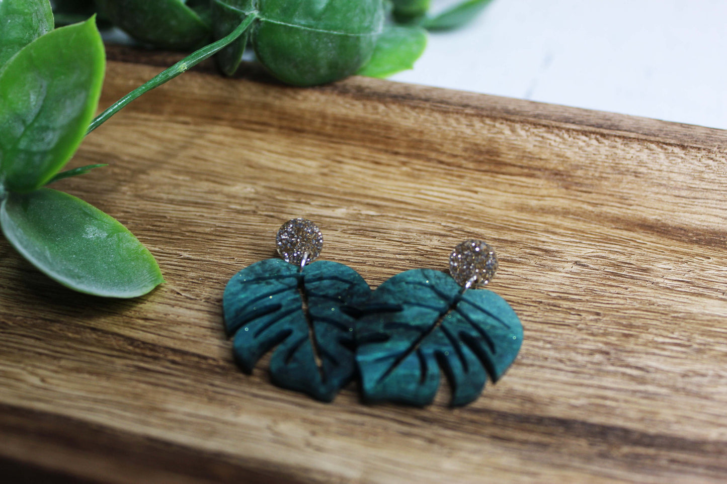 Monstera Leaf Dangle Earrings