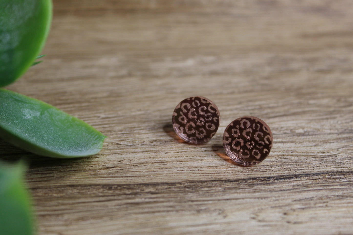 Leopard Print Mirror Stud Earrings