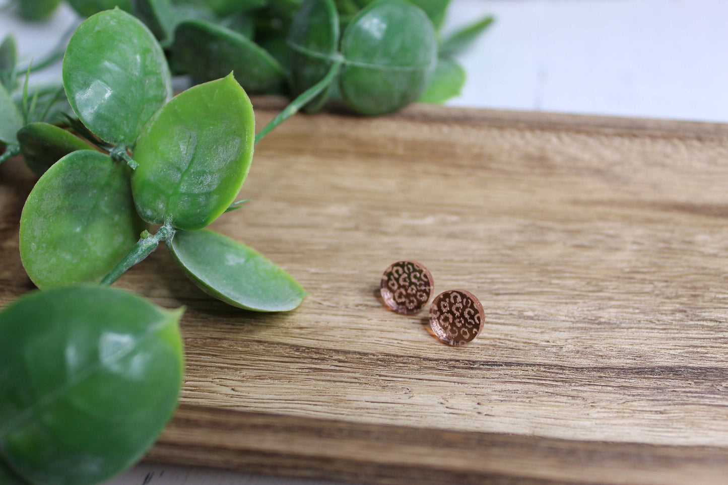 Leopard Print Mirror Stud Earrings