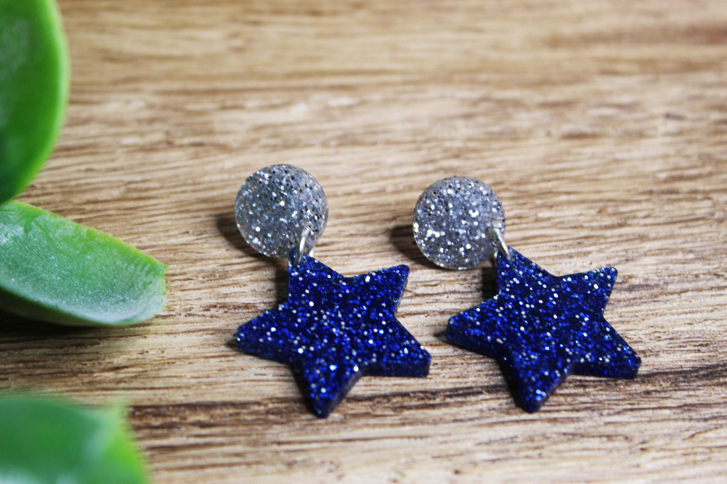 Glitter Star Dangle Earrings