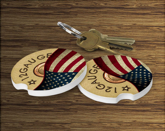 Bullet and American Flag Car Coasters