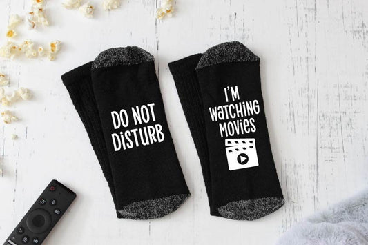 Do Not Disturb, I'm Watching Movies Novelty Socks