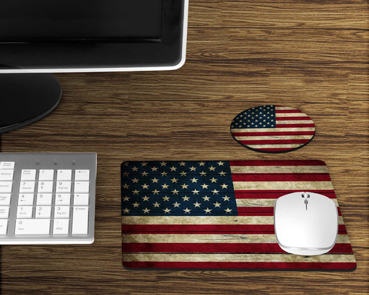 American Flag Mouse Pad and Desk Set