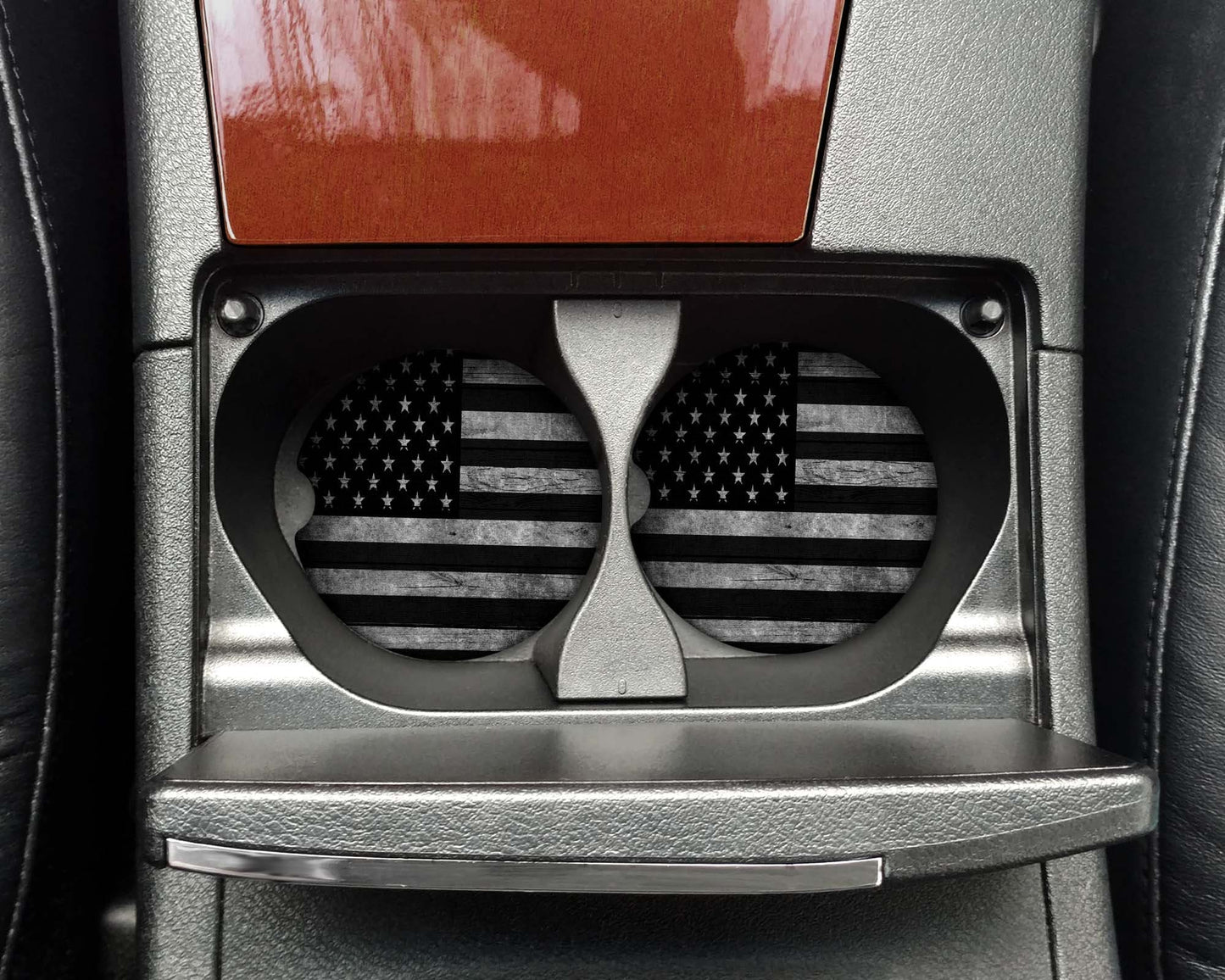 Grey American Flag Car Coasters