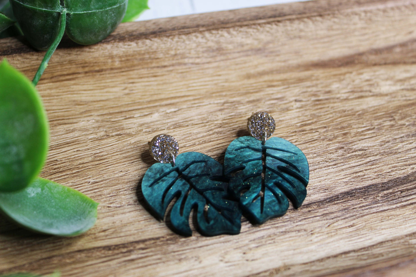 Monstera Leaf Dangle Earrings