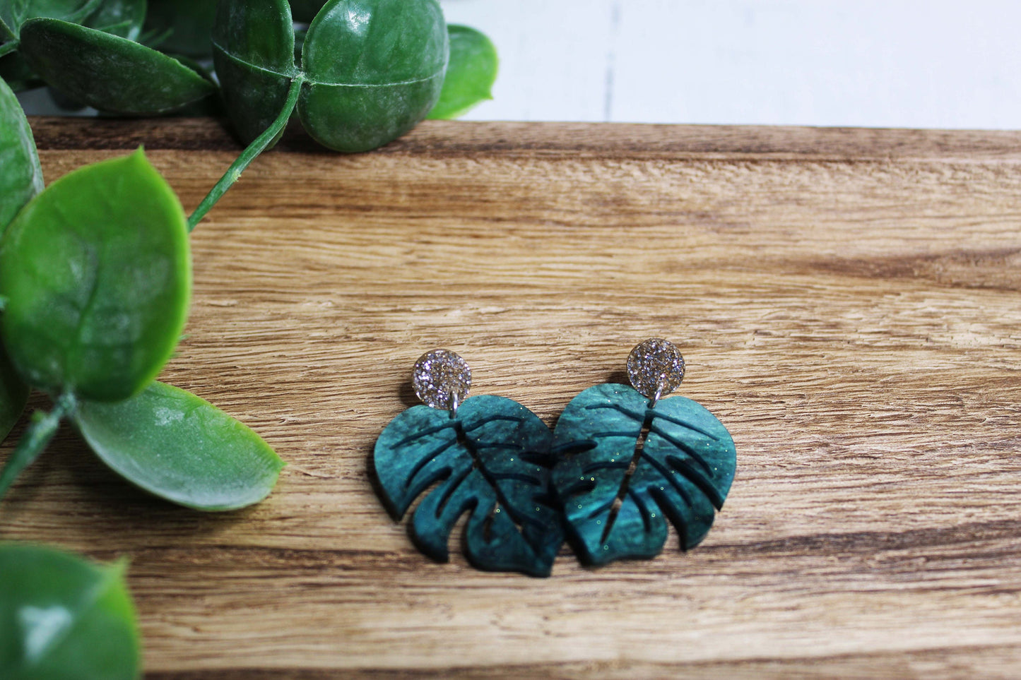 Monstera Leaf Dangle Earrings