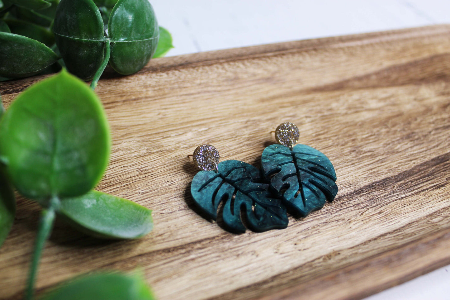 Monstera Leaf Dangle Earrings