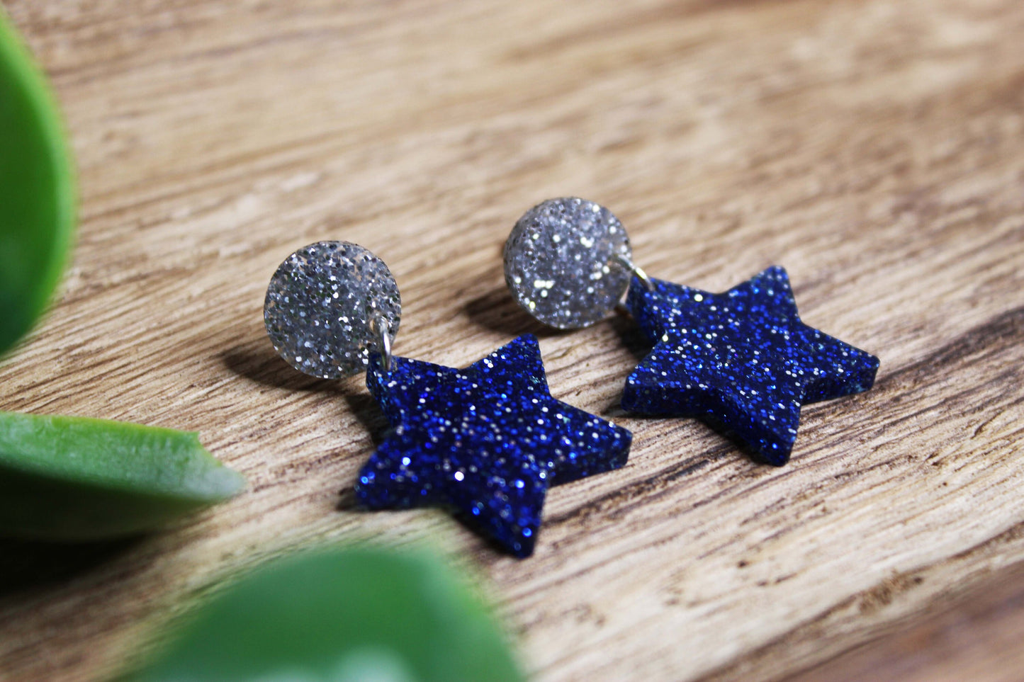 Glitter Star Dangle Earrings