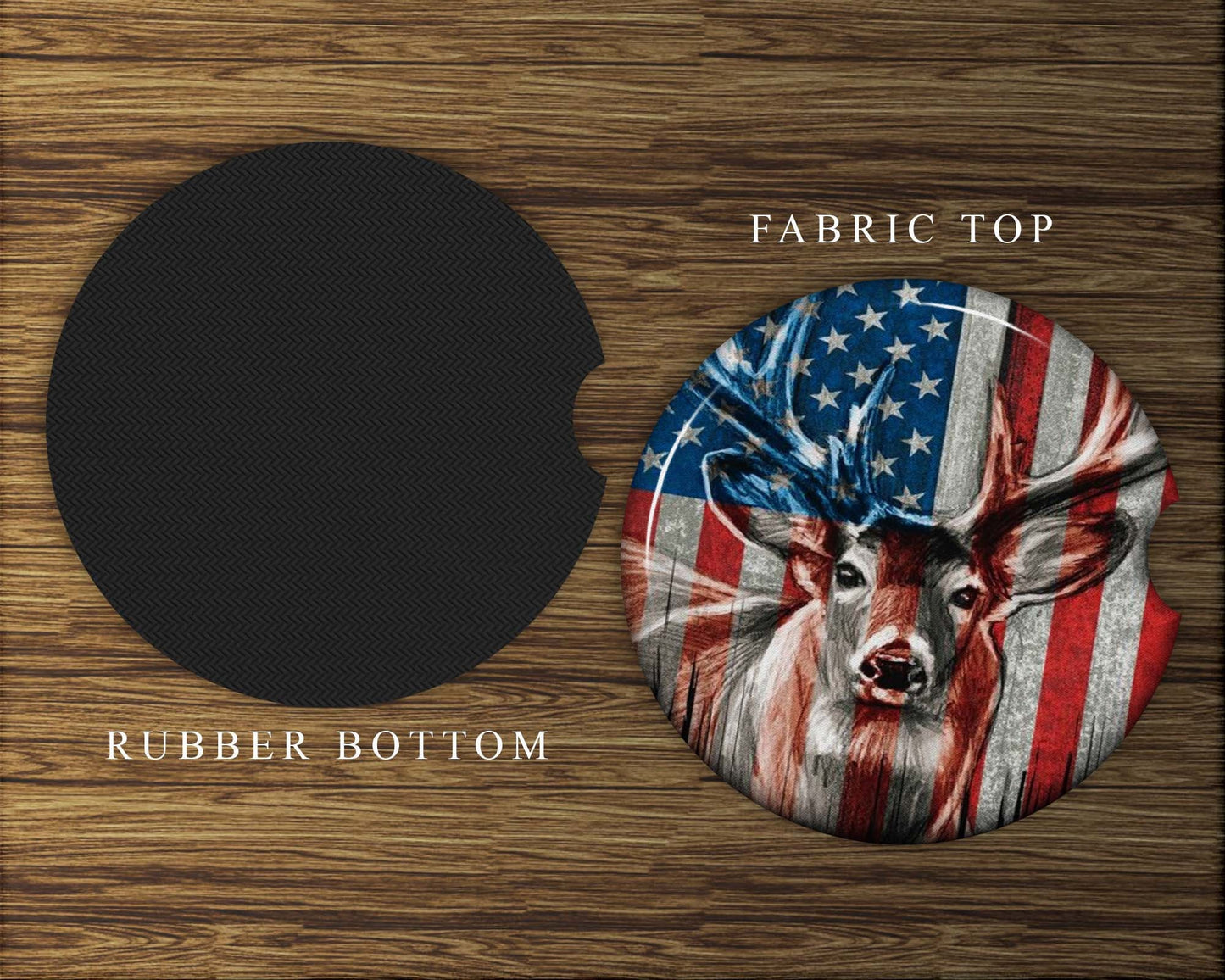 American Flag and Deer Car Coasters