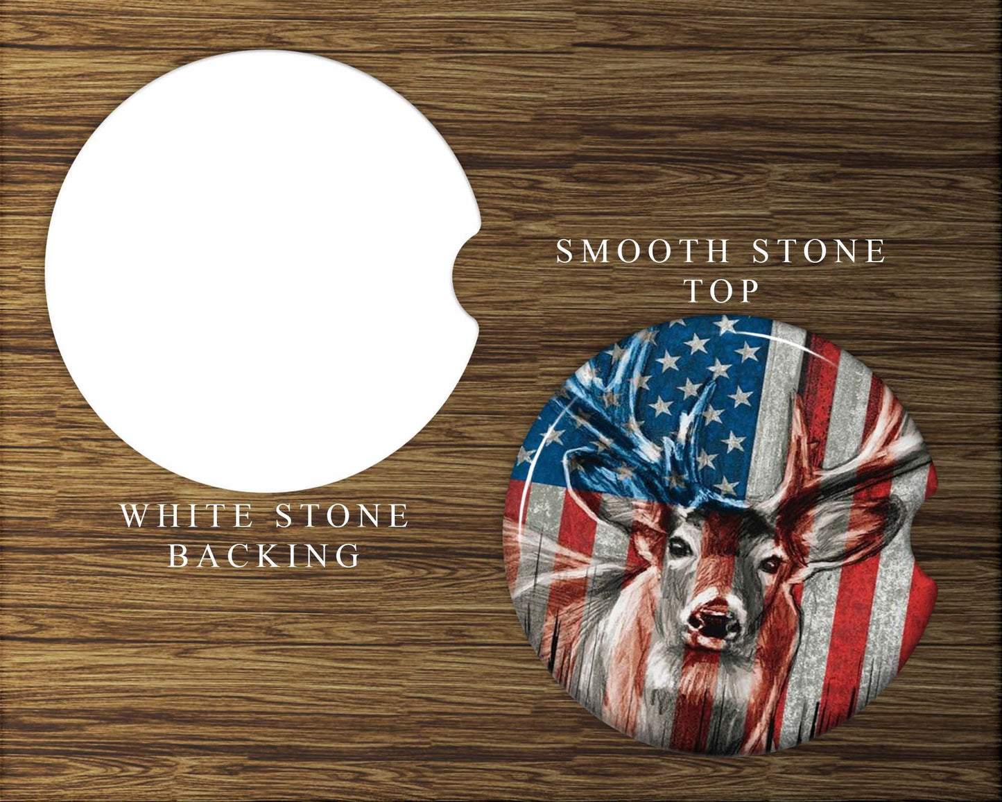 American Flag and Deer Car Coasters