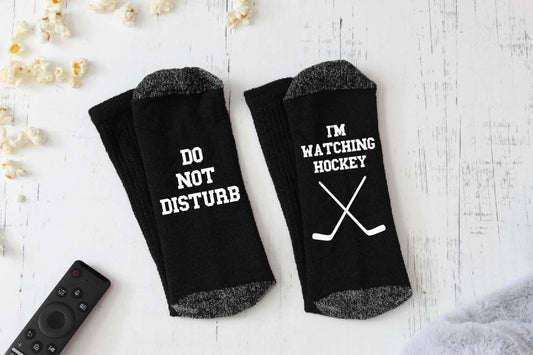 Do Not Disturb, I'm Watching Hockey Novelty Socks