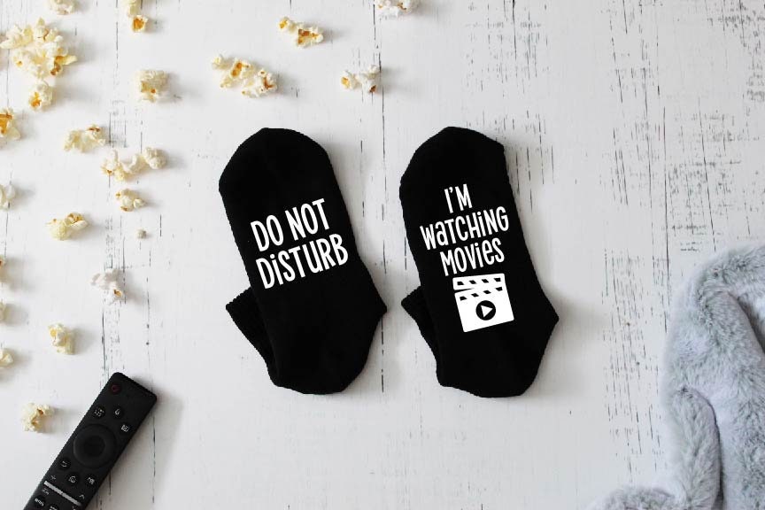 Do Not Disturb, I'm Watching Movies Novelty Socks