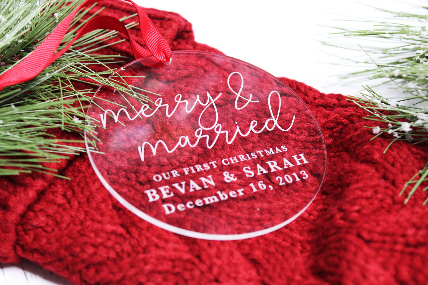 Personalized Merry & Married Ornament